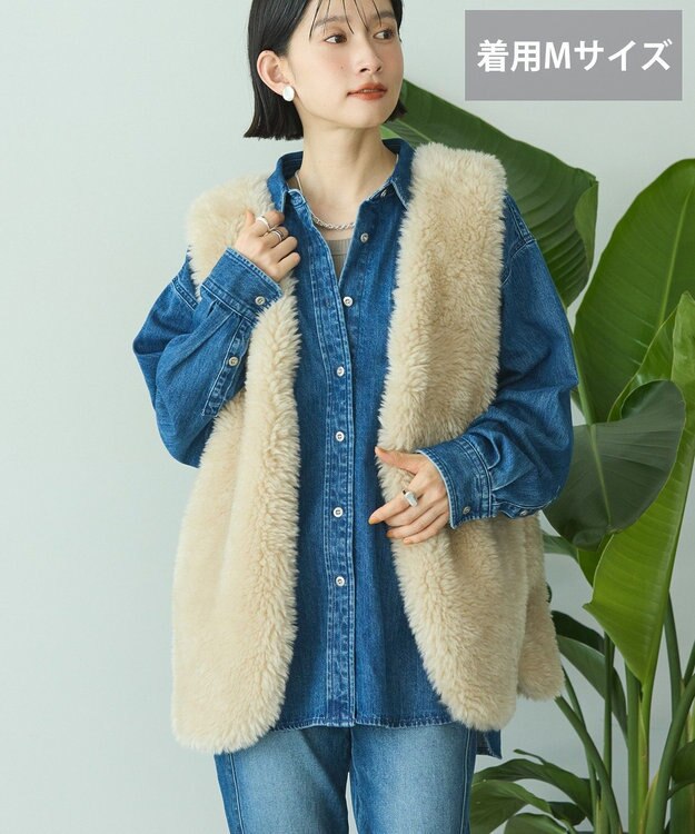 AMERICAN HOLIC 【選べる丈】ベア風ファーベスト Gray Beige