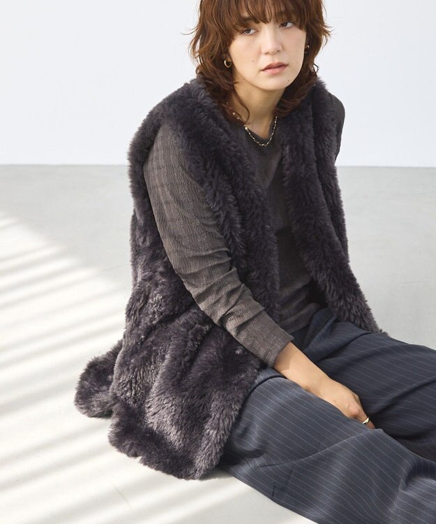 AMERICAN HOLIC 【選べる丈】ベア風ファーベスト Charcoal Gray