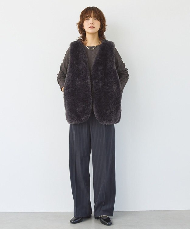 AMERICAN HOLIC 【選べる丈】ベア風ファーベスト Charcoal Gray