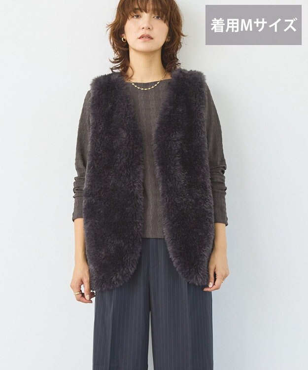 AMERICAN HOLIC 【選べる丈】ベア風ファーベスト Charcoal Gray