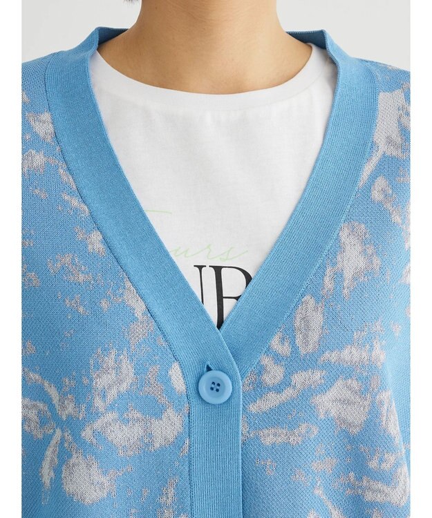 Green Parks ニュアンス柄ニットカーディガン Sax