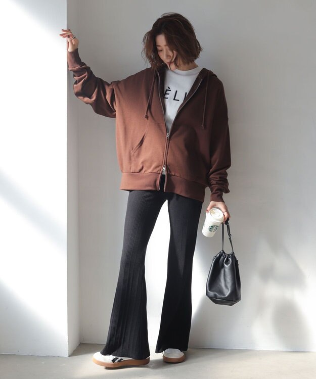 WEGO 【ユニセックス着用ITEM/MLサイズ展開】コンパクトフィットダブルZIPパーカー ブラウン