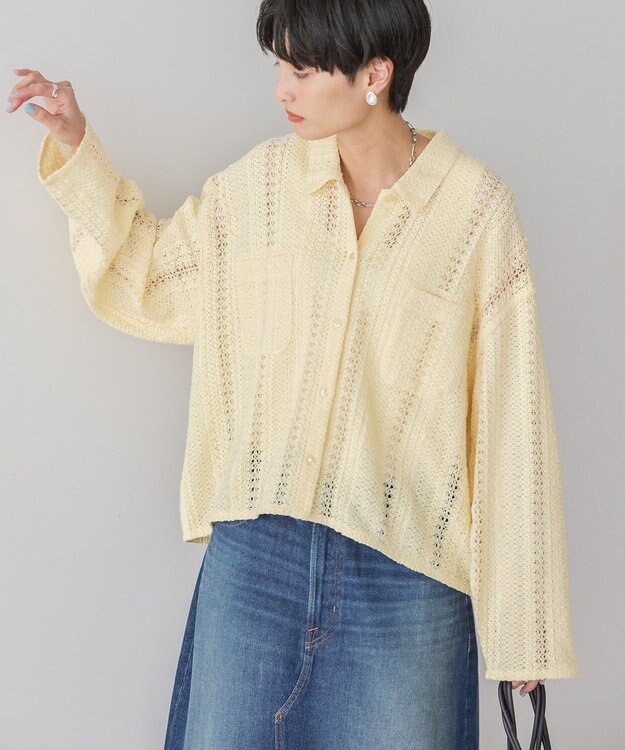 AMERICAN HOLIC Ｗポケットレースシャツ Light Yellow