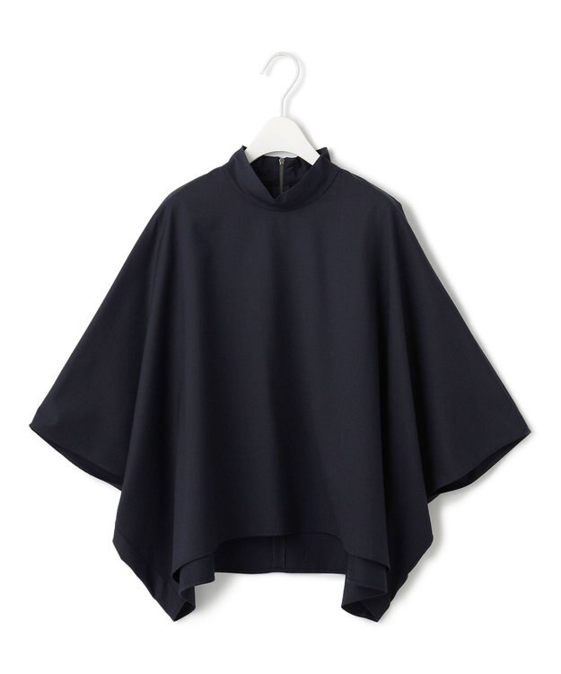 ICB 【洗える】Ｔ/Ｗブロード ハイネックブラウス ネイビー系