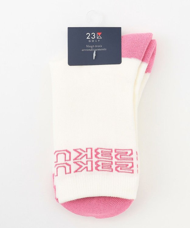 23区GOLF 【WOMEN】配色 17センチ丈 ソックス ホワイト系