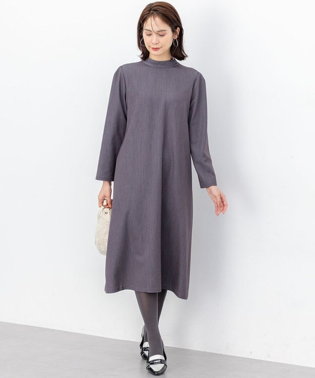 組曲 S 【前後着用可】ラメストライプボウタイ ワンピース グレー系1