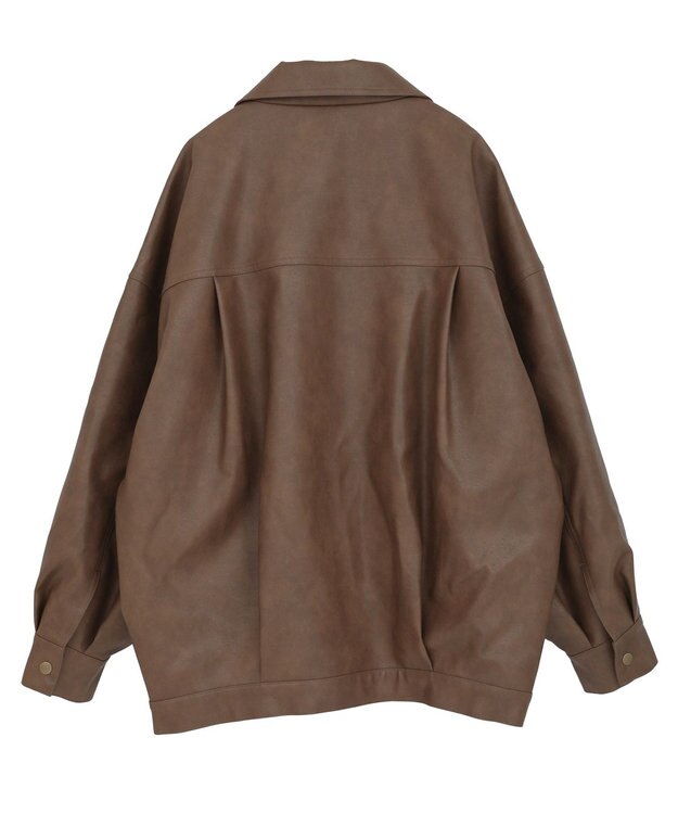 earth music&ecology フェイクレザージップジャケット Light Brown