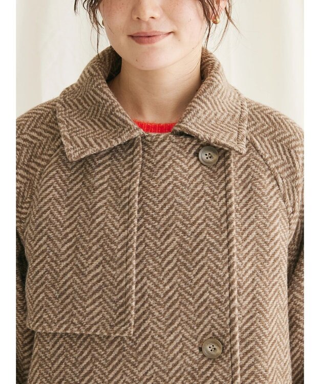 CRAFT STANDARD BOUTIQUE ウール混ガンパッチロングコート Brown