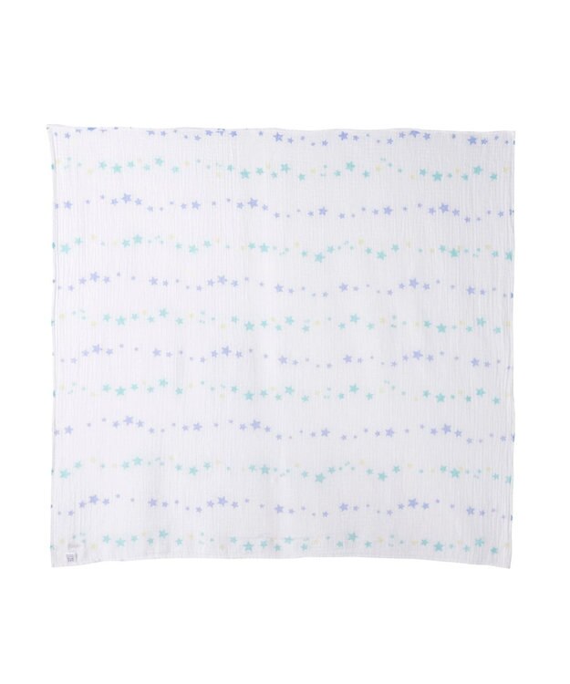 MIKI HOUSE HOT BISCUITS 二重織ガーゼのマルチケット ブルー