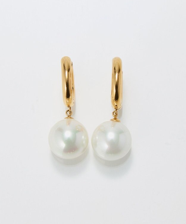 Phoebe 〈金属アレルギー対応〉カルチャードパールフープピアス/ステンレス/大ぶり/存在感◎/主役級 ホワイト