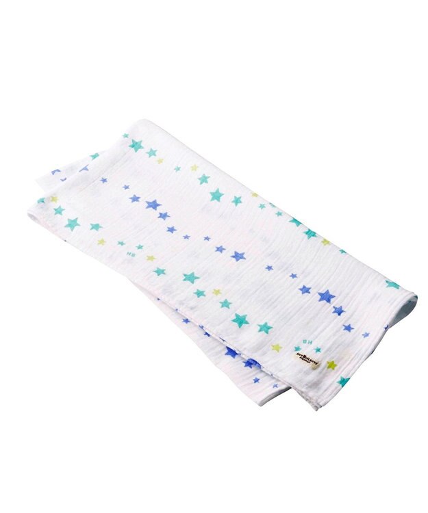 MIKI HOUSE HOT BISCUITS 二重織ガーゼのマルチケット ブルー