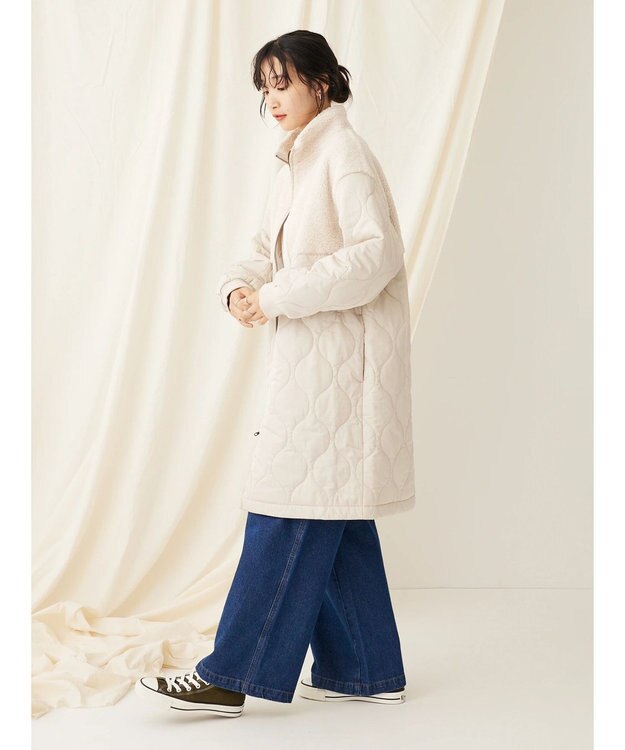 CRAFT STANDARD BOUTIQUE ボア＆キルティングスタンドコート Ivory