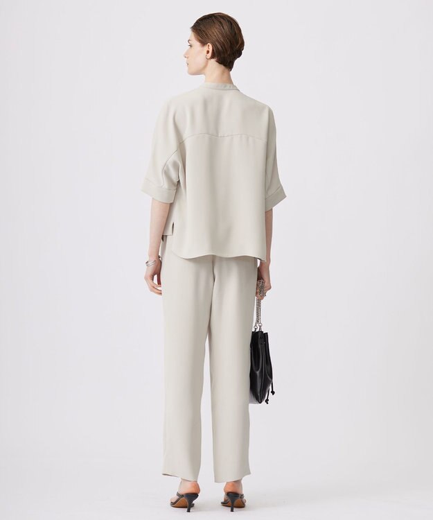 ICB L 【洗える】ライトダブルクロス クロップドシャツ トープ系