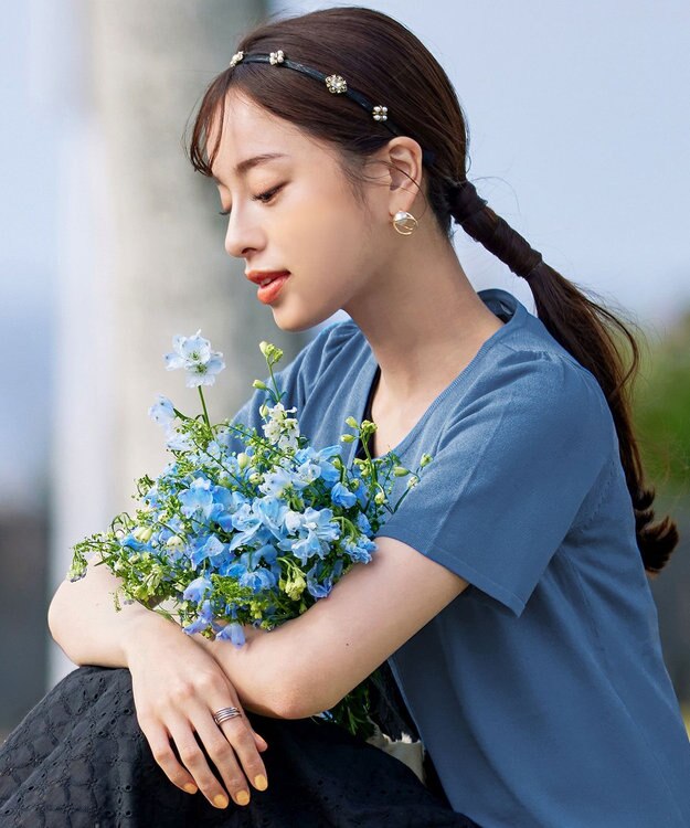 Tiaclasse ビジュー付きカチューシャ ブラック