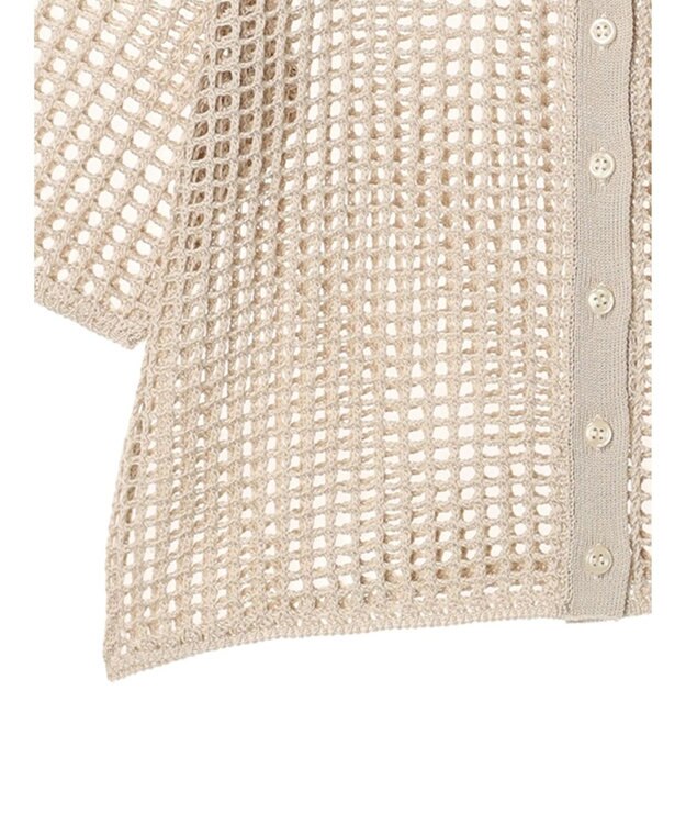 Green Parks メッシュ編み襟付きカーディガン Ecru