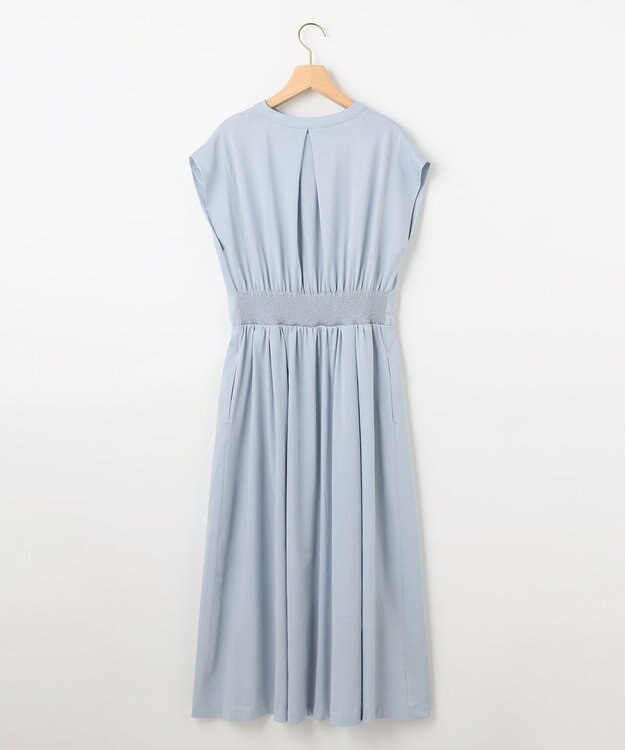 組曲 【洗える・WEB限定】プレーティング天竺 ドレープワンピース ベビーブルー系