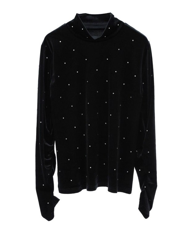 Green Parks ラインストーンハイネックトップス Black