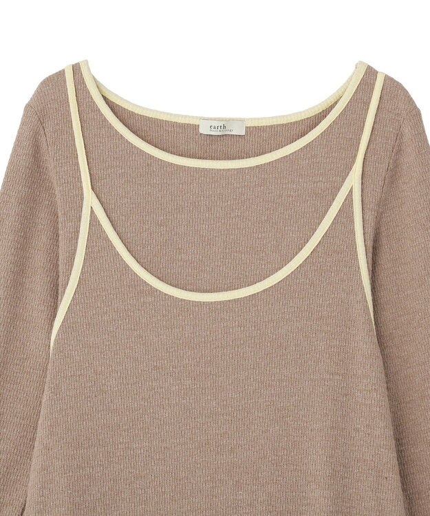 earth music&ecology 【2点SET】レイヤードバイカラーカットワンピース ベージュ