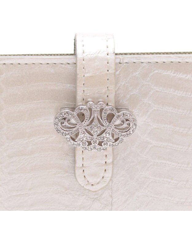 A.D.M.J. 【スワロフスキー×スネークレザー】アールデコスリムウォレット WHITE PEARLIZED