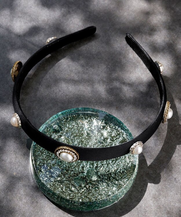 Tiaclasse ビジュー付きカチューシャ ブラック