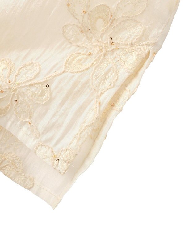 YECCA VECCA フリルVネック刺繍シアーシャツ Ivory