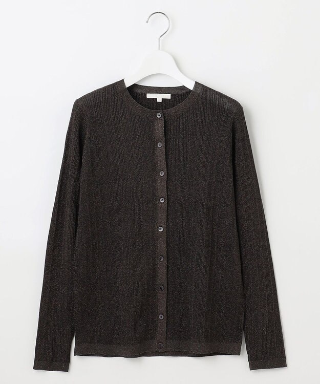 自由区 L 【カタログ掲載・アンサンブル対応・洗える】グリッターリブ カーディガン ダークブラウン