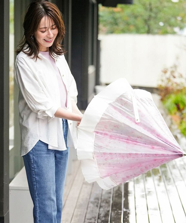 ANY SIS 【WEB・一部店舗限定】切り継ぎフラワー アンブレラ ピンク