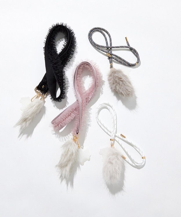 ANY SIS 【貴島明日香さんコラボ】キャットスマートフォン ショルダー（チュール） ブラック×グレー