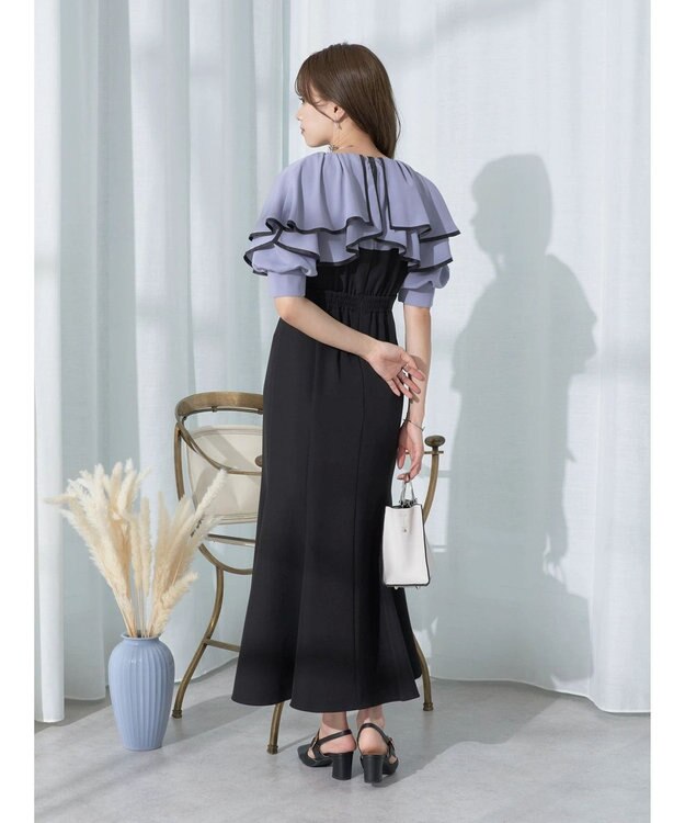 earth music&ecology パイピング衿付きドッキングワンピース Black