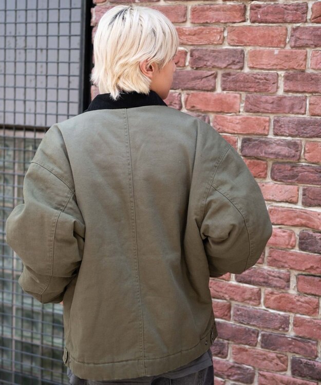 WEGO 【ユニセックス着用ITEM/MLサイズ展開】ワーカーズキルティングZIPジャケット カーキ