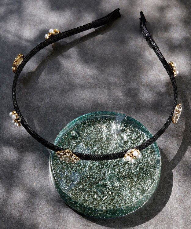 Tiaclasse ビジュー付きカチューシャ ブラック