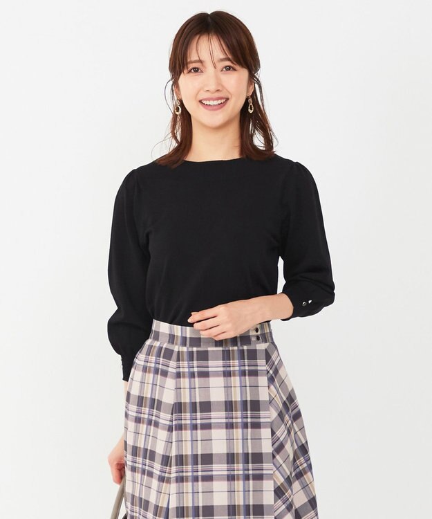 ANY SIS 【洗える】パフスリーブ ニット ブラック