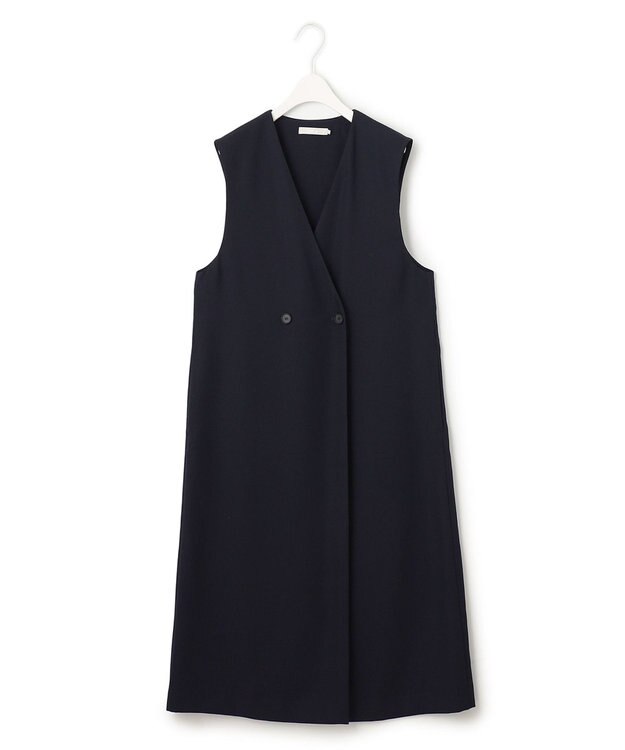 ICB 【接触冷感・UVケア・速乾・洗える】FluidBackSatin ロングジレ ネイビー系