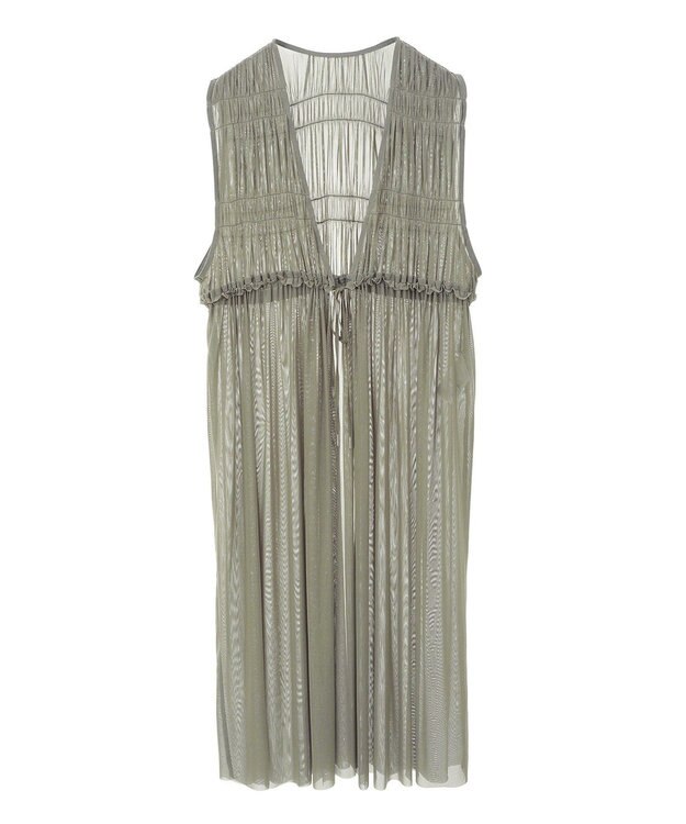 Green Parks メッシュシャーリングレイヤーワンピース Khaki