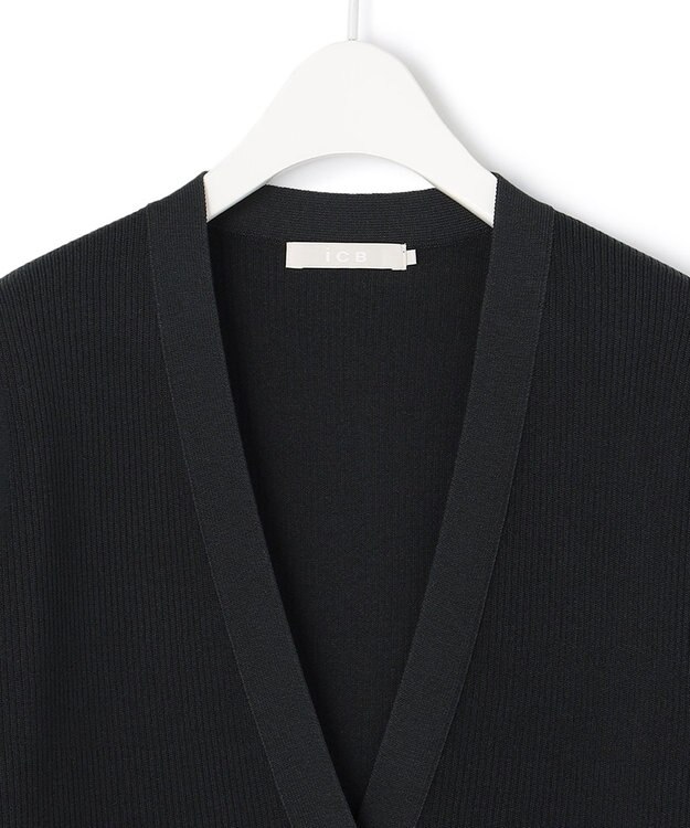 ICB 【洗える】コットンポリエステルスムース カーディガン チャコール系