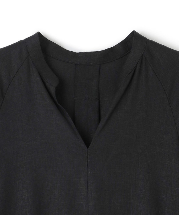 UNFILO 【洗える】リネンレーヨン カフタンワンピース ブラック