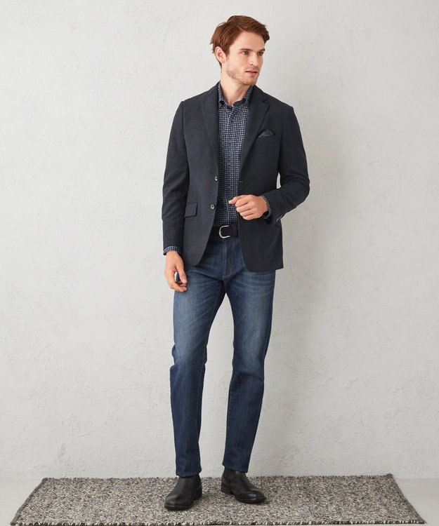 JOSEPH ABBOUD 【快適な着心地】コンパクトジャージー鹿の子プリント シャツ ネイビー系5