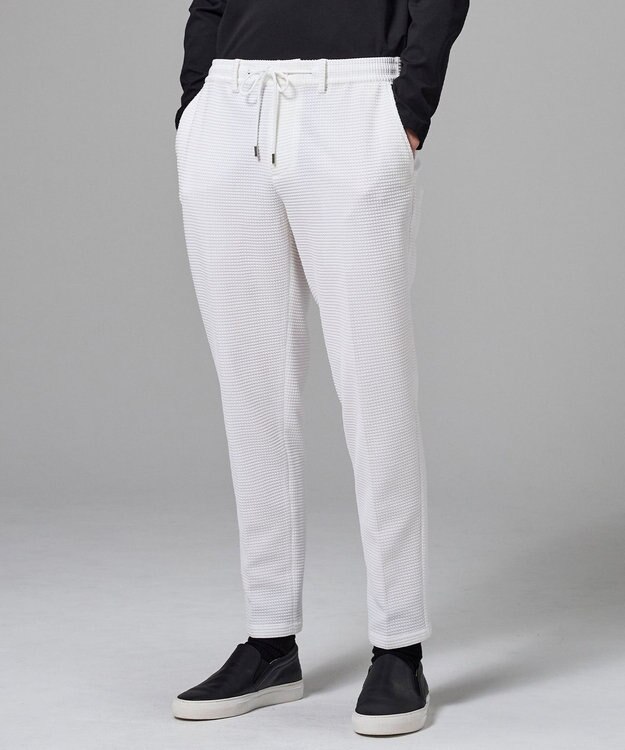 JOSEPH HOMME 【オリジナル素材 /ウエストゴム仕様】ライトタックジャージー  ドロスト付テーパードパンツ / PEGG CONVERTIBLE ホワイト系
