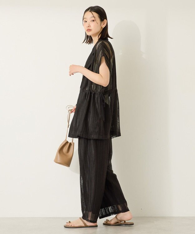 AMERICAN HOLIC 幾何学レースイージーパンツ Black