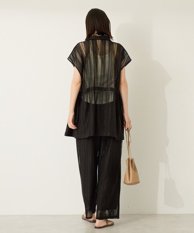 AMERICAN HOLIC 幾何学レースイージーパンツ Black