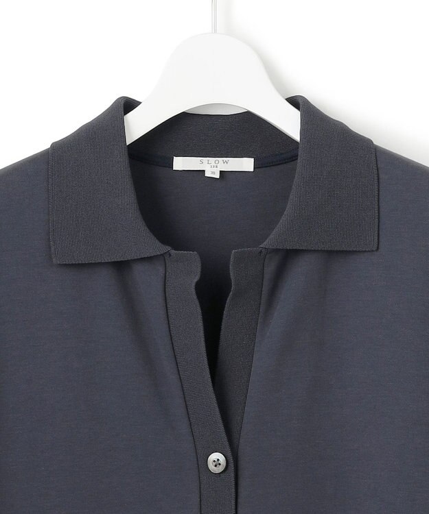 23区 L 【SLOW/一部店舗限定】ライトダンボール スキッパー ワンピース ネイビー系