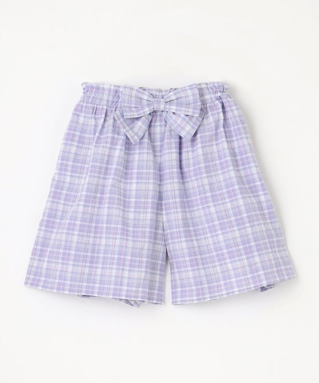 ANY KIDS チェック柄 ショート パンツ ラベンダー系チェック