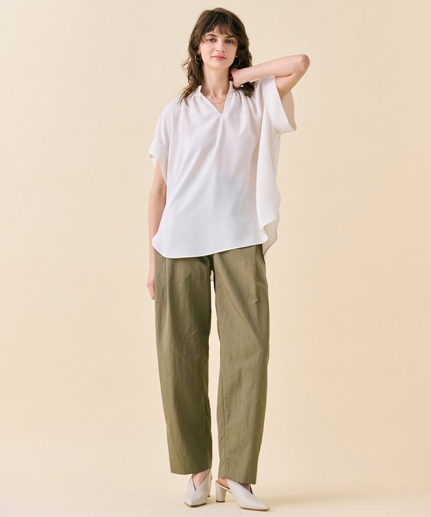 BEIGE， 【WEB限定・洗える】CELOSIA / スキッパーブラウス Off White
