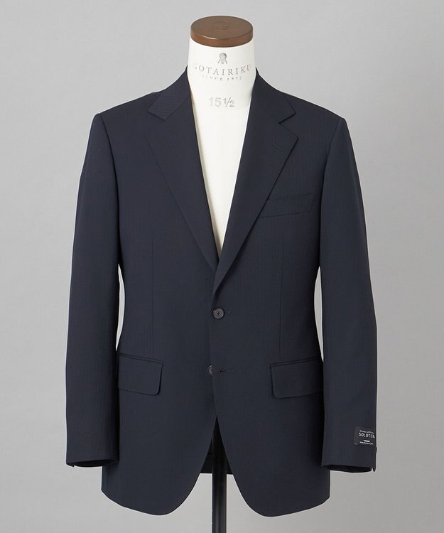 GOTAIRIKU オールシーズン対応【御幸毛織】WOOL×SOLOTEX ストレッチスーツ（ネイビーストライプ） ネイビー系1