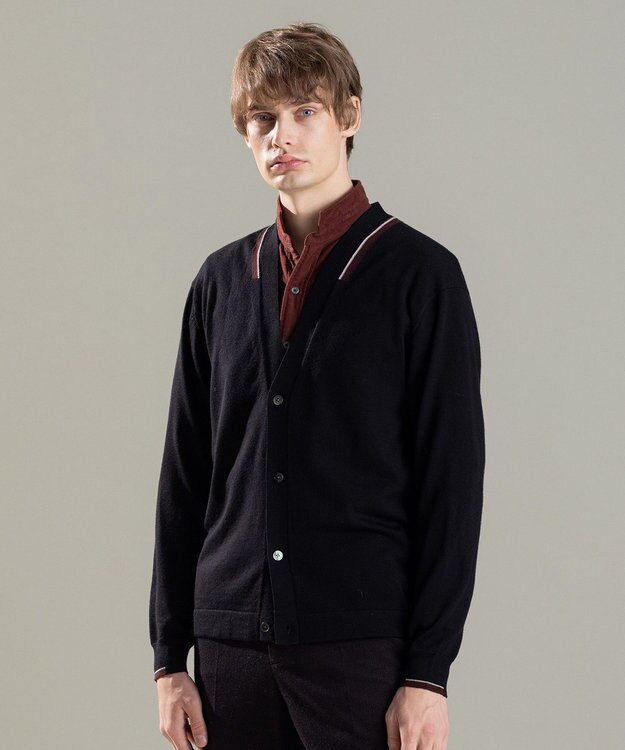 JOSEPH HOMME ウォッシャブルウール　Vネックカーディガン ブラック系