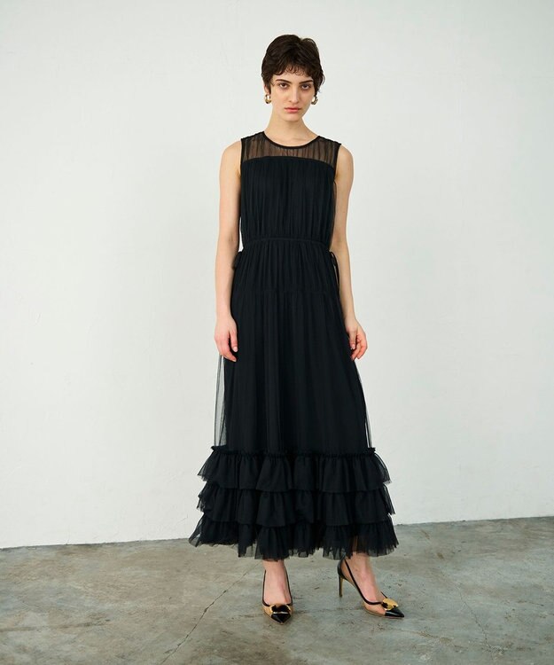 GRACE CONTINENTAL チュールティアードワンピース ブラック