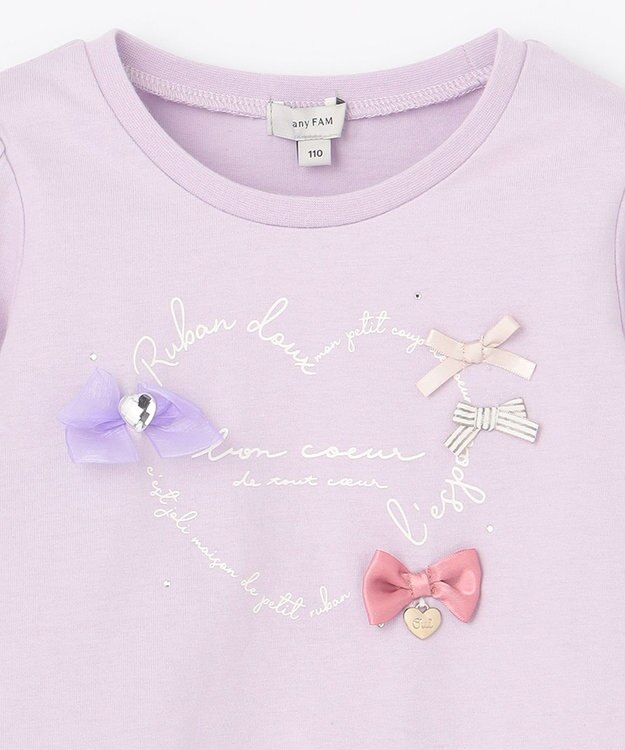 ANY KIDS リボン 長袖 Ｔシャツ ラベンダー