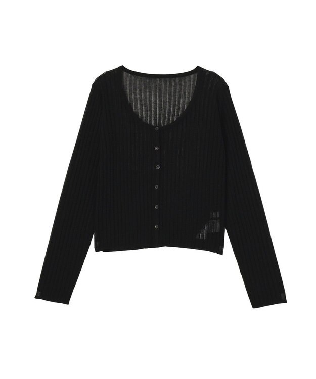 earth music&ecology シアーリブカーディガン Black