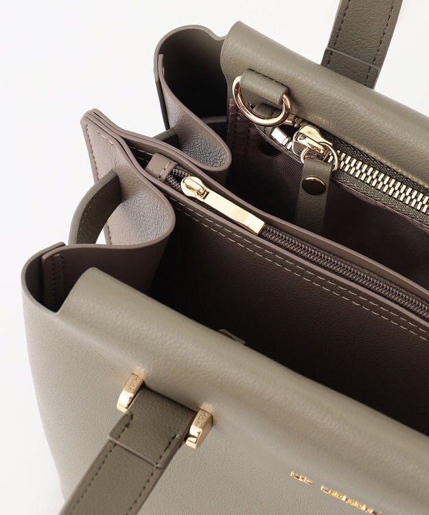 LA BAGAGERIE コンビカラー2WAYミニトートバッグ カーキ