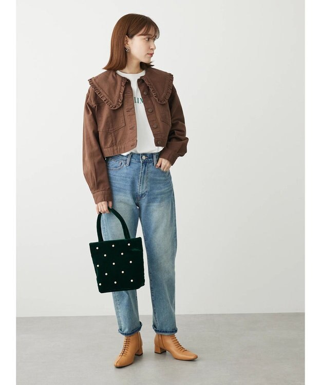 Green Parks ・ＴＯＲＣＨ　パールベロアバッグ Dark Green